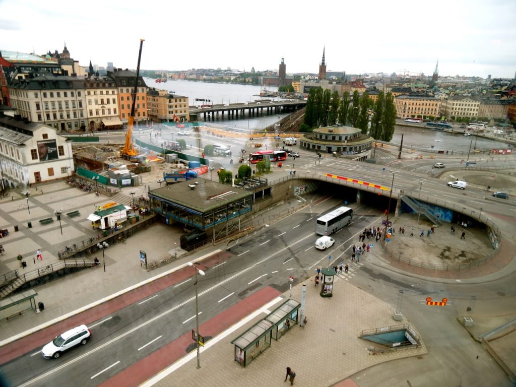 Slussen området i Stockholm innan rivningen. Bild från 2014.