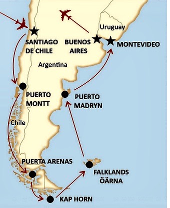 En resa i Sydamerika, från Chile, via Kap Horn och till Argentina står på tur att genomföras i februari 2019.