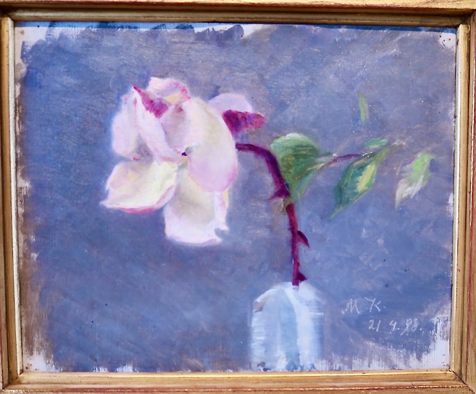 En enkel ros målad av Marie Krøyer fanns blad de fund man hittade i Tällberg. 